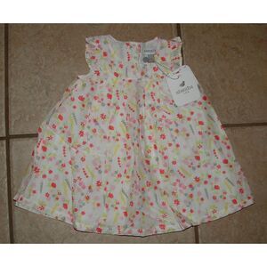 NEW NWT Girls Sz 6-9 Months Lined Cotton White Floral Sleeveless Dress ABSORBA